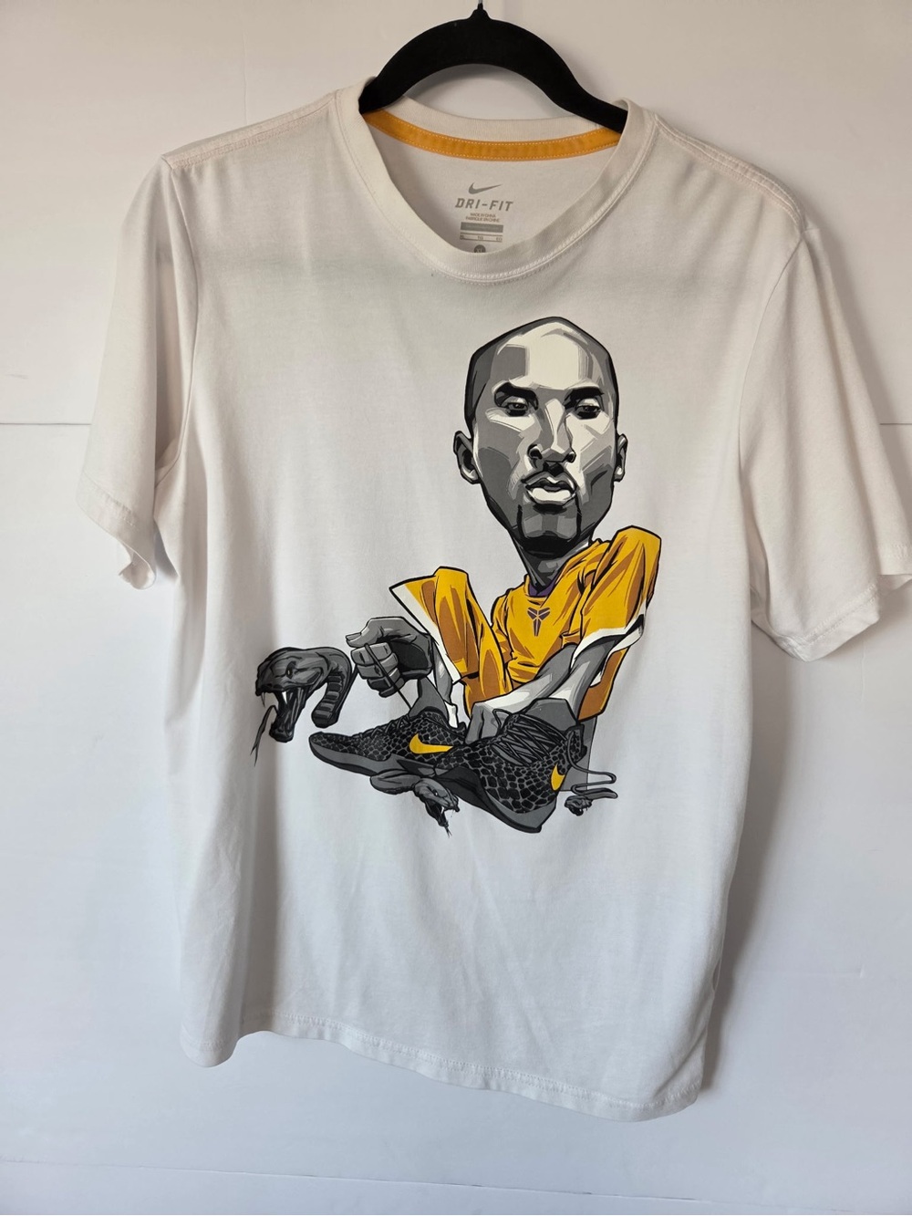 Nike White Short-Sleeve Kobe Graphic Tee with Yellow Accents